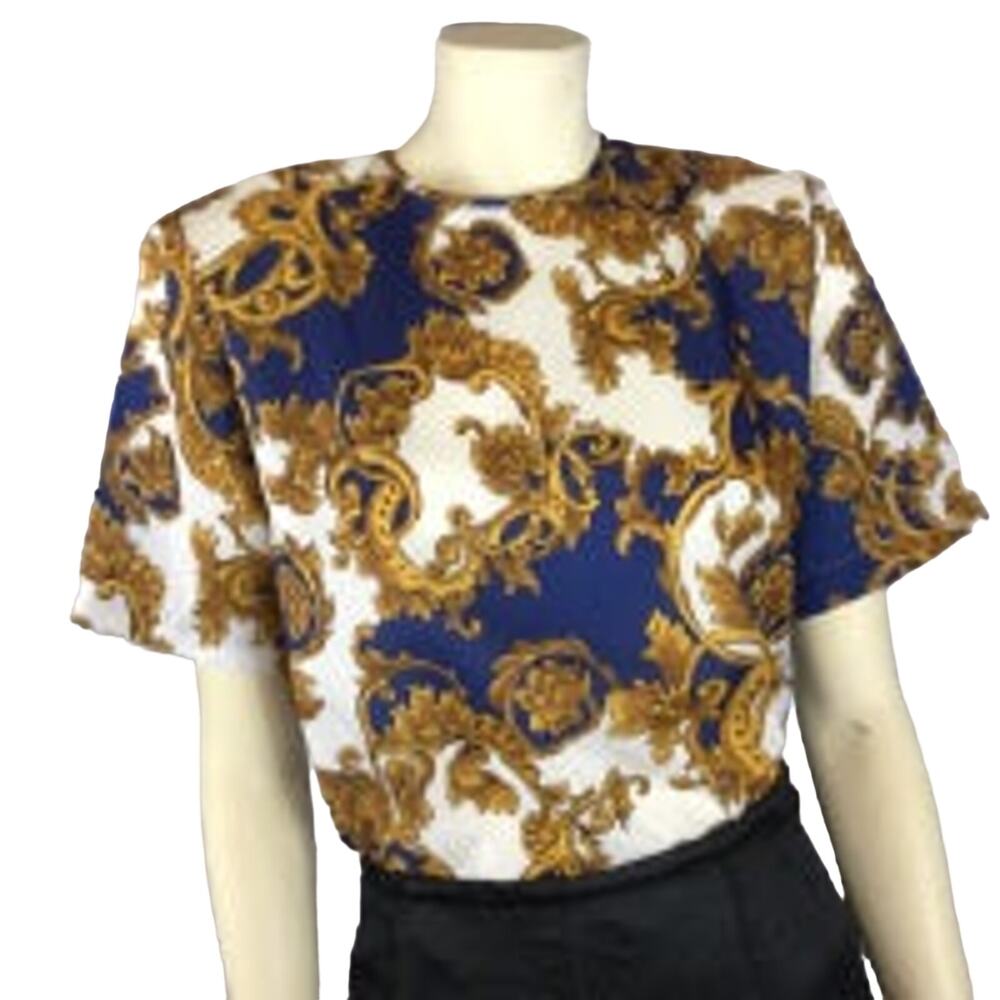 American Vintage Judy Bond Baroque Pattern short sleeved blouse size medium